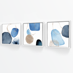 Tríptico Fragmentos Azul minimalista