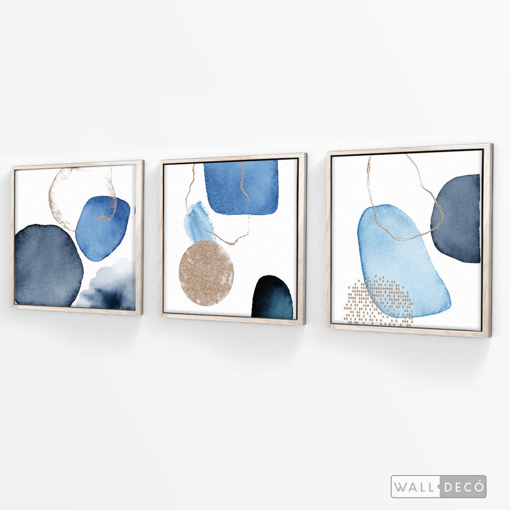 Tríptico Fragmentos Azul minimalista