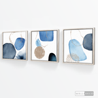 Tríptico Fragmentos Azul minimalista