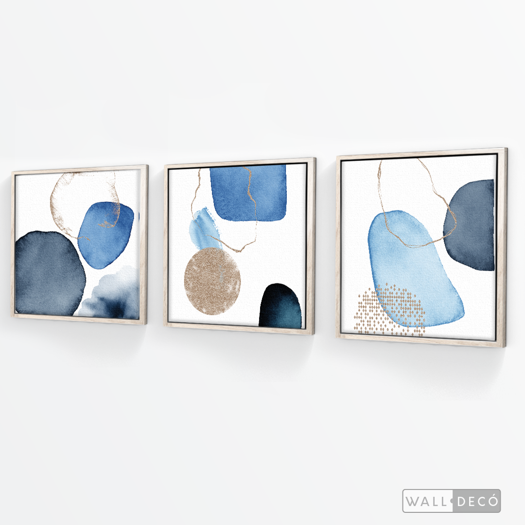 Tríptico Fragmentos Azul minimalista