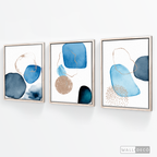 Tríptico Fragmentos Azul minimalista