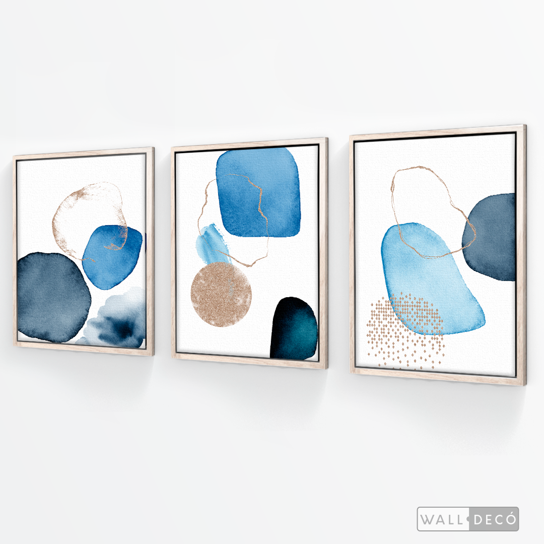 Tríptico Fragmentos Azul minimalista