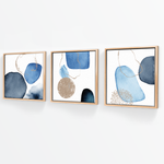 Cargar imagen en el visor de la galería, Tríptico Fragmentos Azul minimalista
