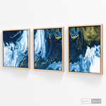 Cargar imagen en el visor de la galería, Tríptico Fluido Abstracto Azul
