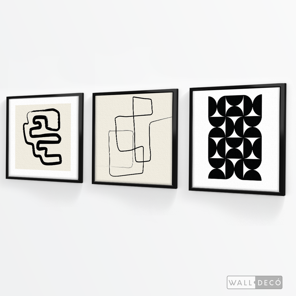 Tríptico Minimalista Geométrico Line Art