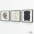 Tríptico Minimalista Geométrico Line Art