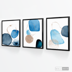 Tríptico Fragmentos Azul minimalista