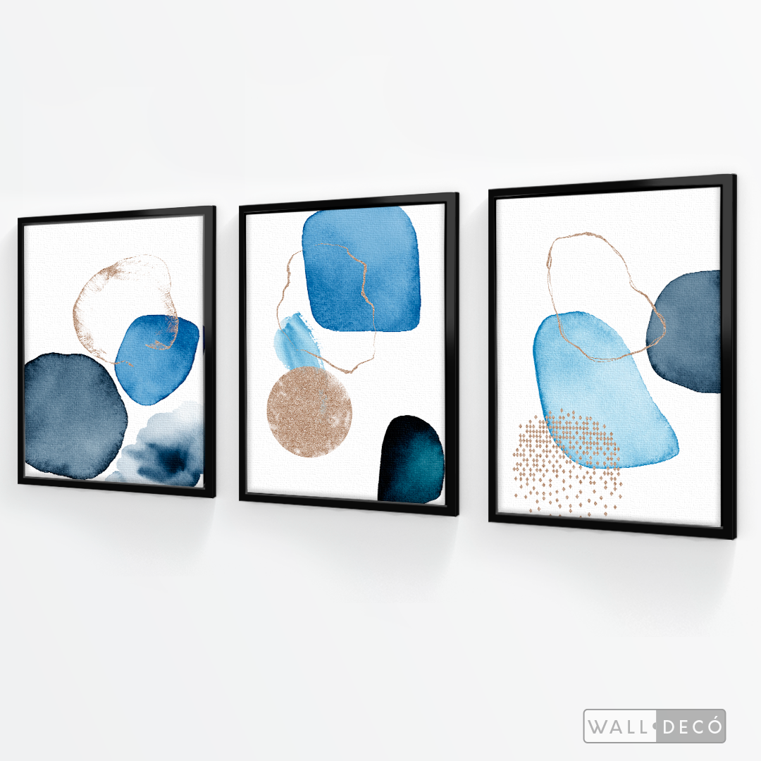 Tríptico Fragmentos Azul minimalista
