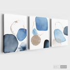 Tríptico Fragmentos Azul minimalista