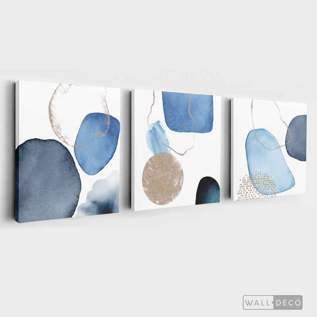 Tríptico Fragmentos Azul minimalista
