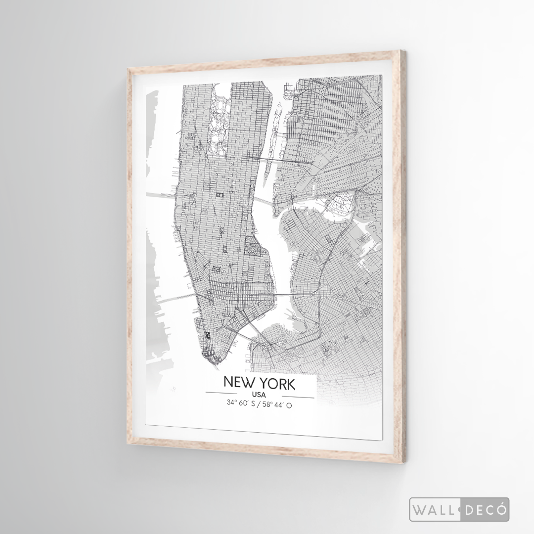 Cuadro New York Map Blanco