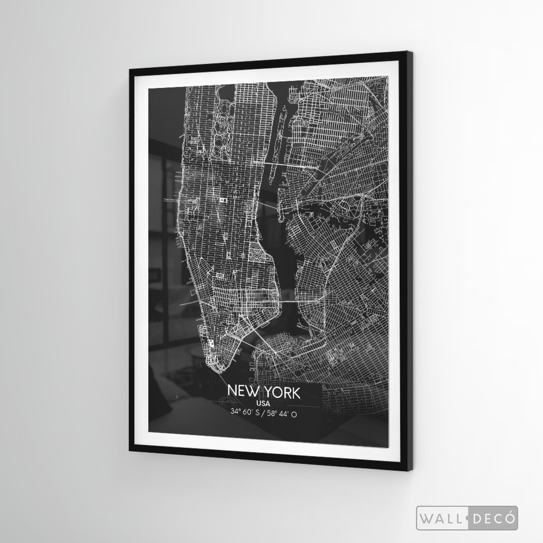 Cuadro New York Map Negro